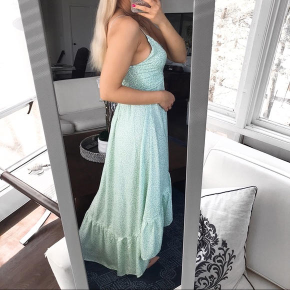 🌿 TALL KIWI & PUNCH MINT LEAF HIGH-LOW MAXI DRESS - Picture 4 of 13